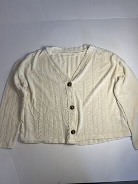 Maurices Cream Cable Knit Button Up Cardigan Sweater Women's Size Large L